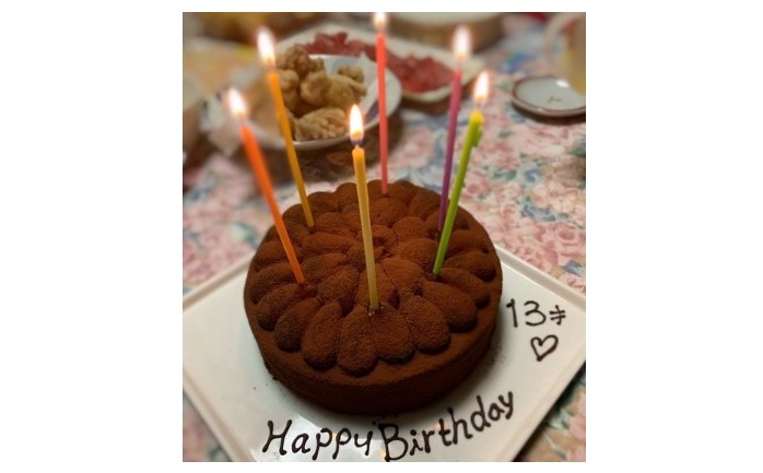 13歳のお誕生日を皆でお祝い♪♪♪【手作り】【ケーキ】